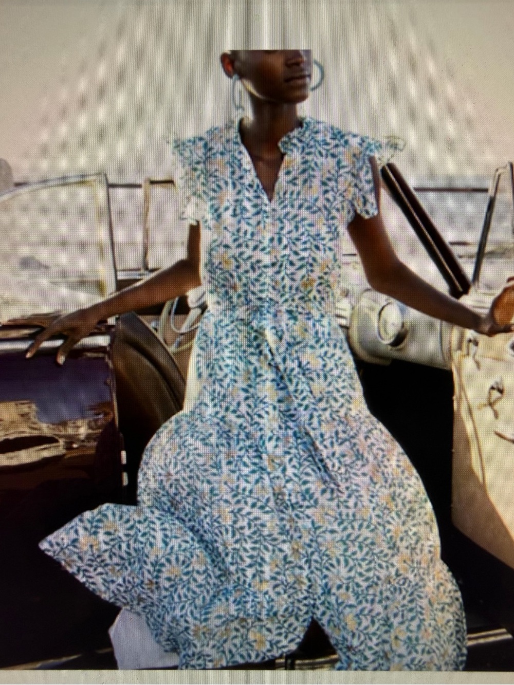 Oliphant Ruffle Floral Maxi Dress with Tie Waist